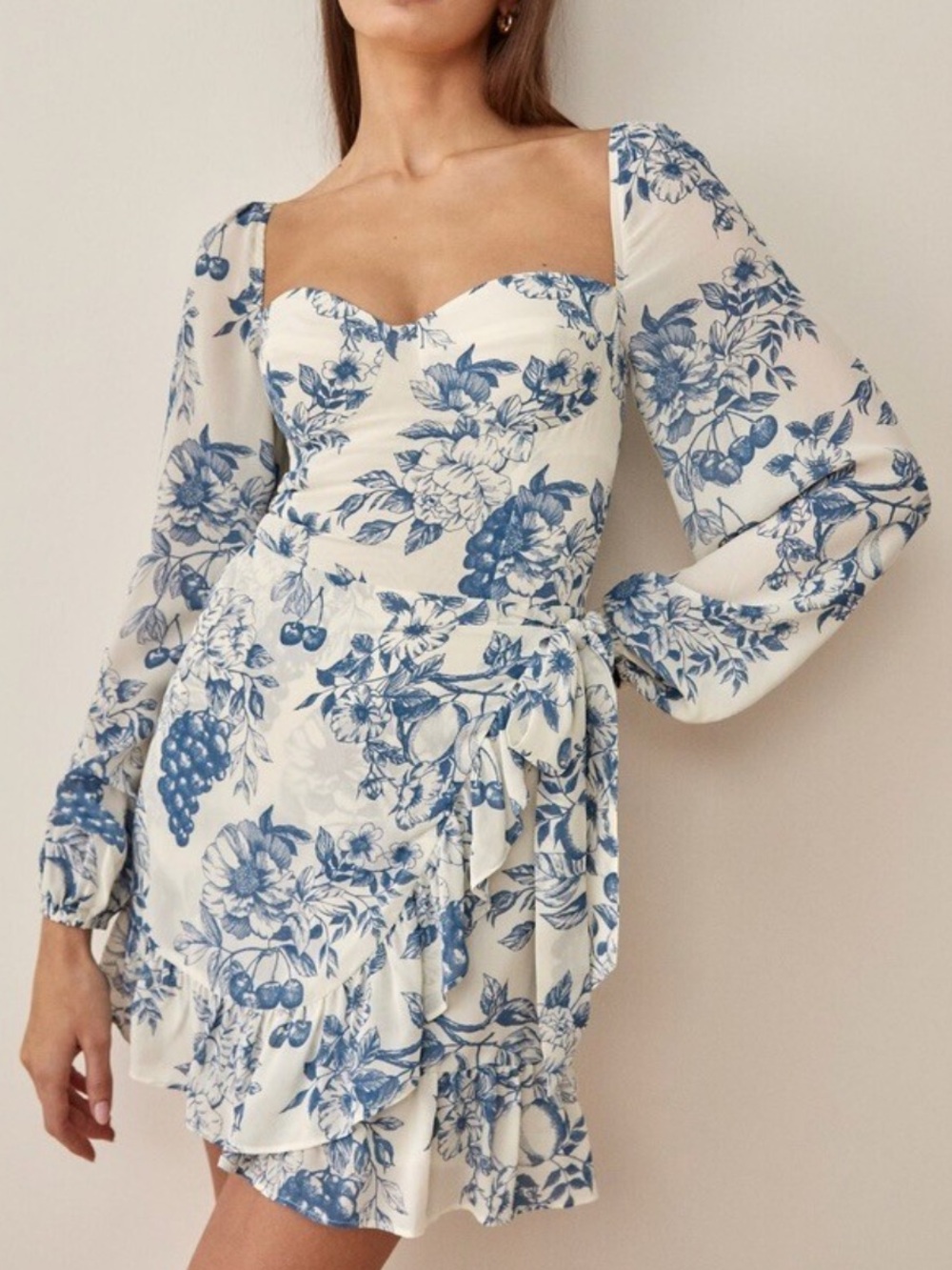 Reformation Cammi long-sleeve wrap mini dress